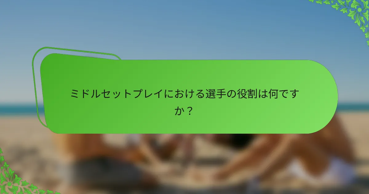 ミドルセットプレイにおける選手の役割は何ですか？
